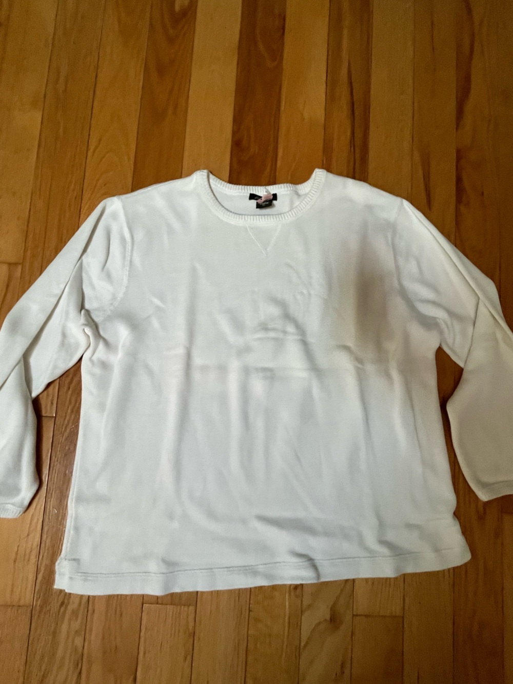 Ladies White Crewneck Sweater